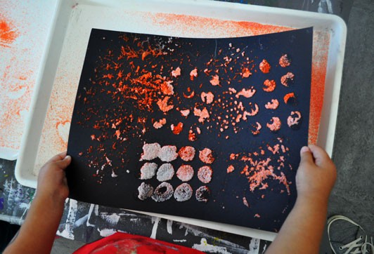 Glue, Stamps, Salt and Sand Exploration | Making Art With Children | The Eric Carle Museum of PIcture Book Art  # kidsart #materials 