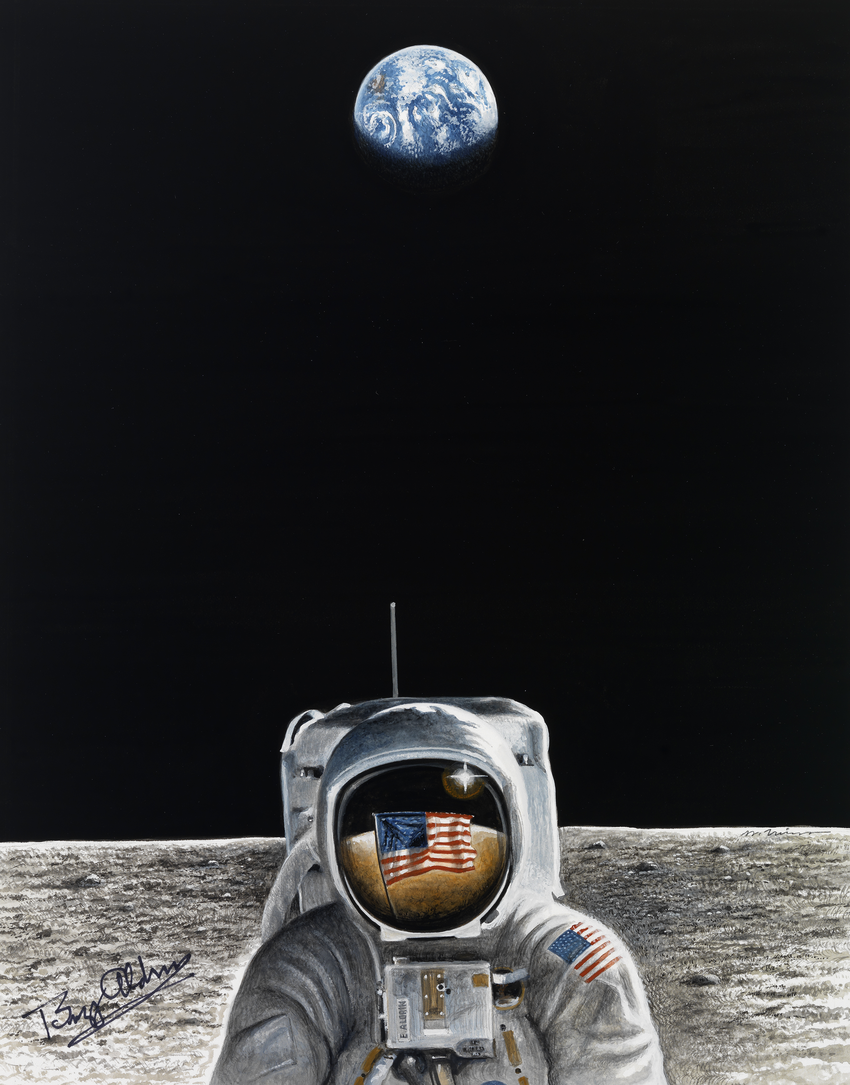 Illustration of astronaut on moon 