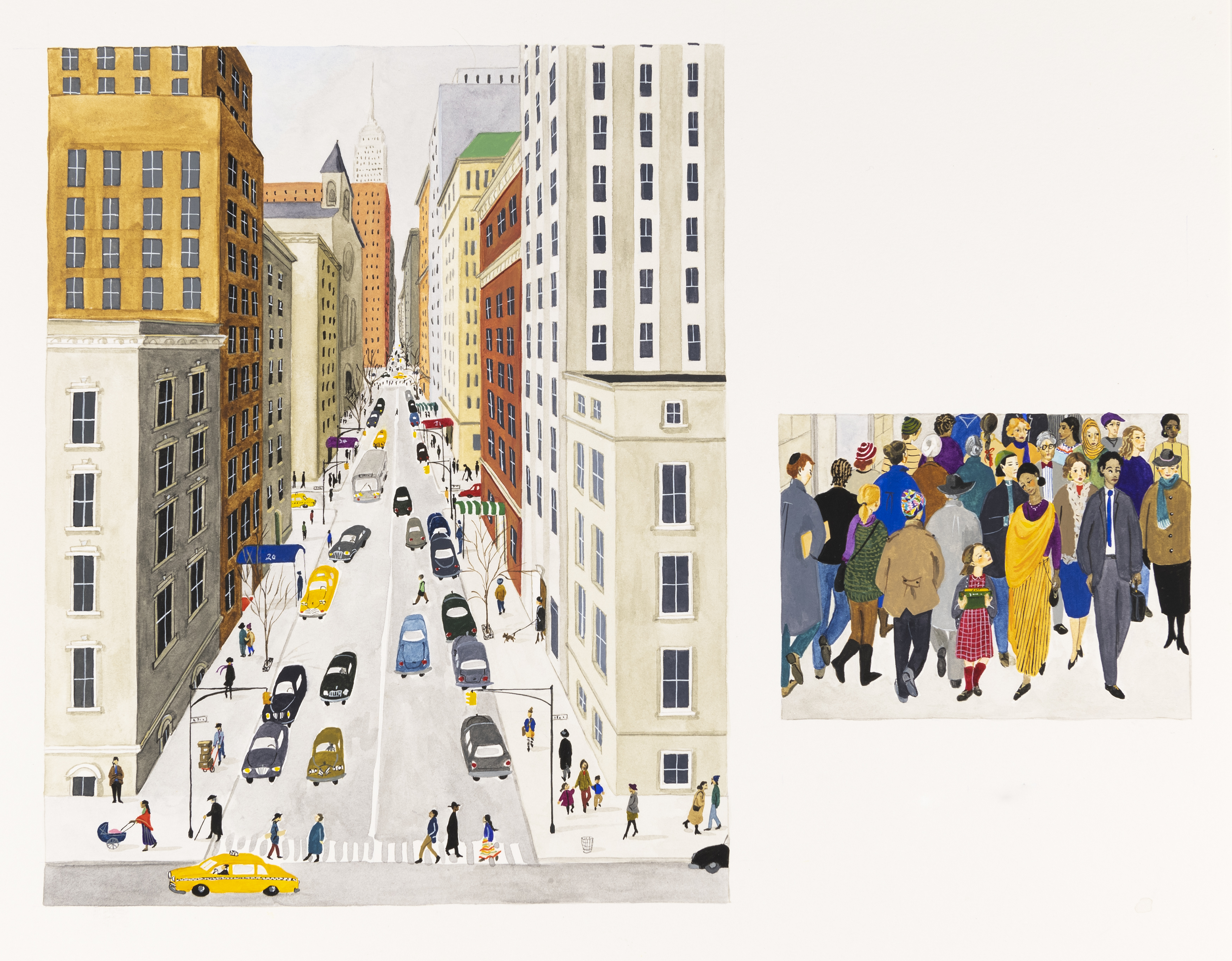 Illustration of city street. 