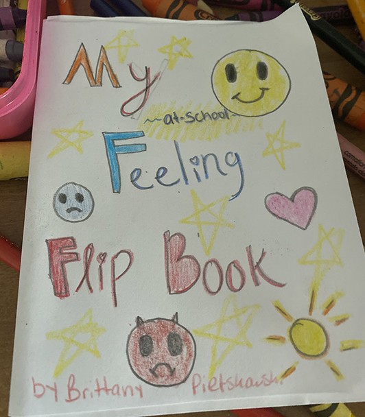 Cover of a notebook titled My At School Feelings Flip Book