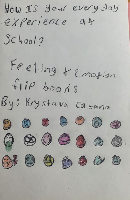 Cover of a book titled, How is your everyday experience at school? Feeling and Emotions flip book.