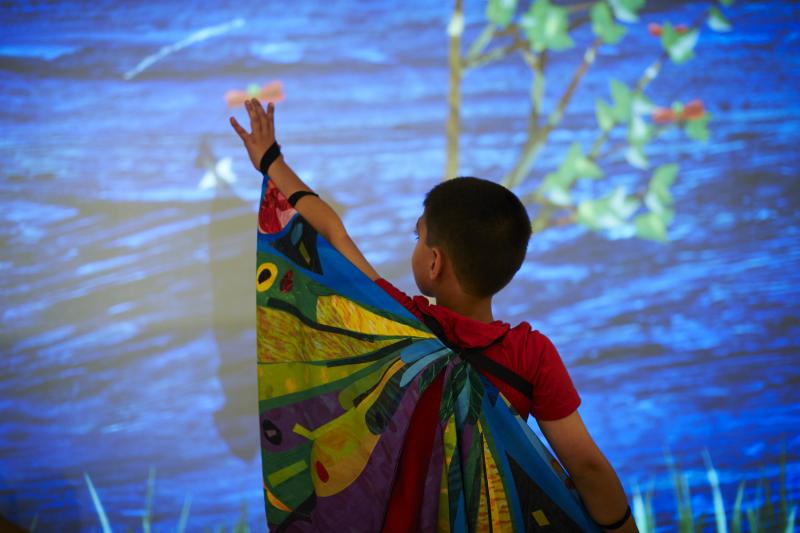Very Eric Carle: A Very Hungry, Quiet, Lonely, Clumsy, Busy Exhibit > Body > Image Installation of Eric Carle themed furniture and activities.