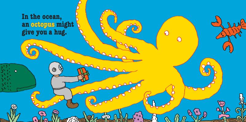 Illustration of a yellow octopus.