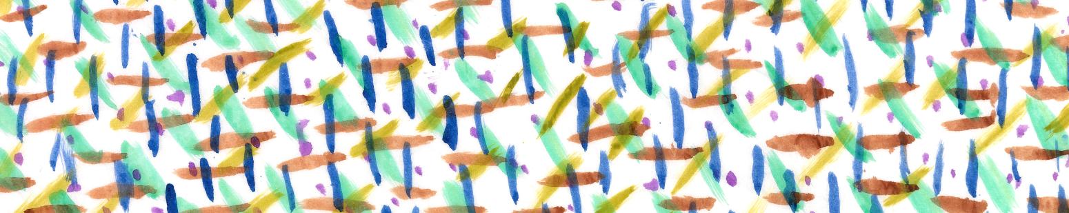 tissue paper painting with white background and blue, green, orange, yellow hatching