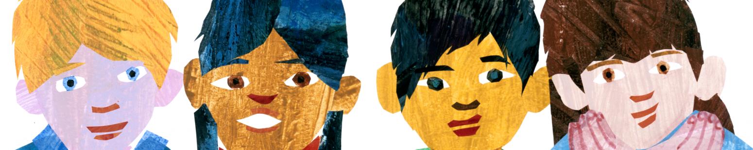 Illustration of school children smiling.
