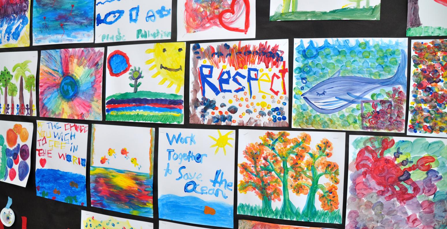 A series of paintings showing changes people want to see in the world