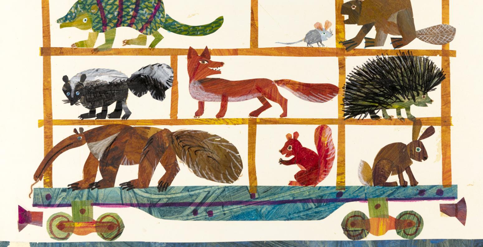 Nine animals are in a train car 