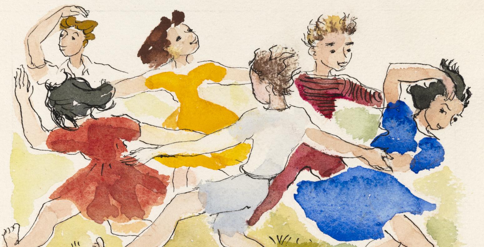 2006_3_417.jpg Illustration of children dancing.