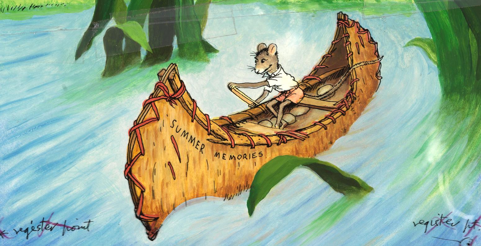 Illustration of mouse in canoe.
