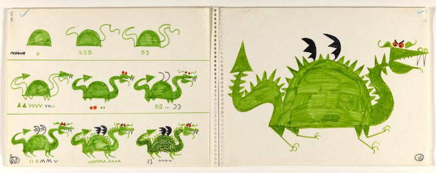 Illustration of how to draw a dragon.