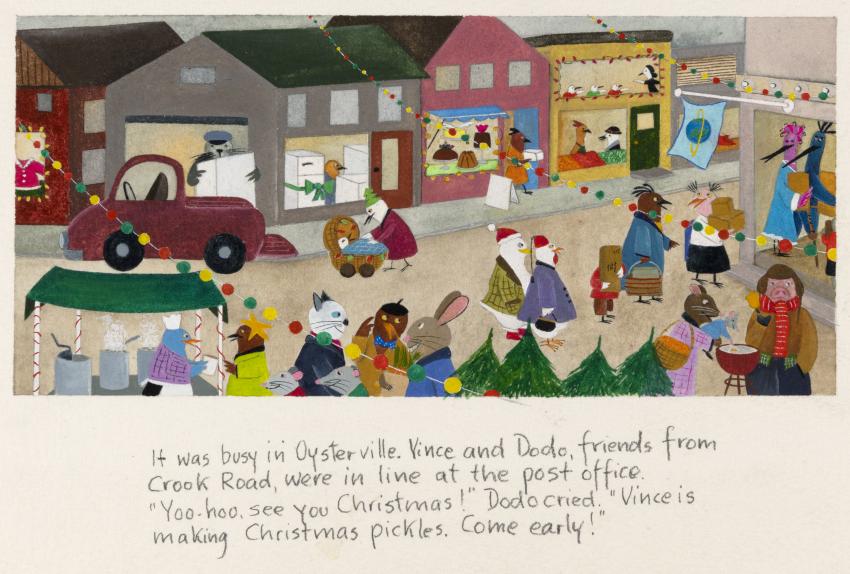 Illustration of crowded street.