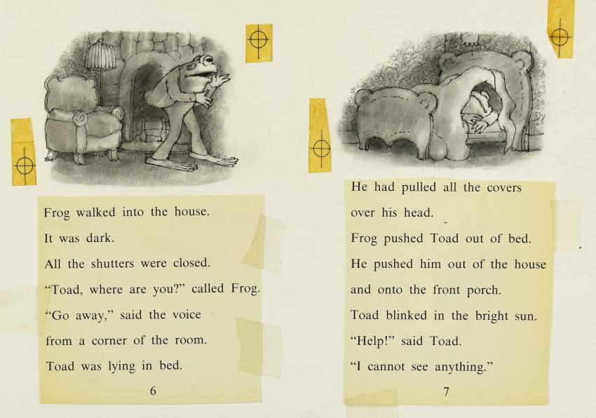 Illustration of frog and toad in their homes.