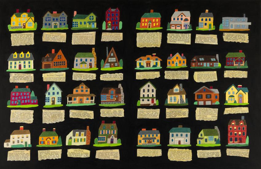 Illustration of houses in grid.