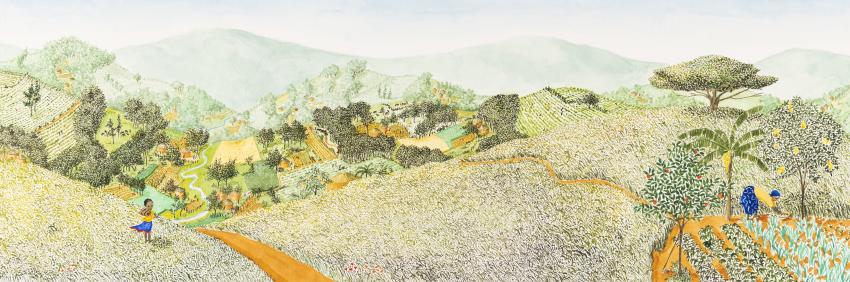 Illustration of countryside.