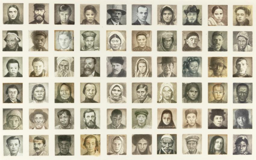 Illustration of faces as passport type photos