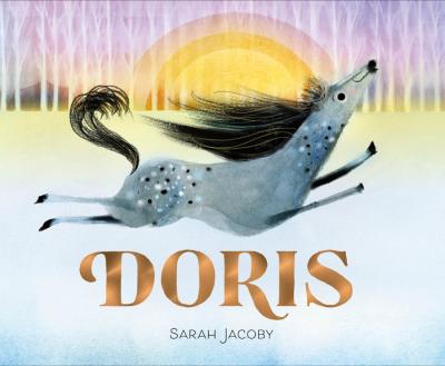 Th horse, Doris, leaps with joy over her name in golden letters.