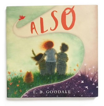 A family watches a red bird fly overhead.