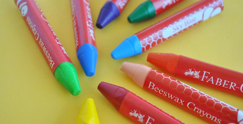 An array of colorful Faber-Castell Beeswax Crayons.