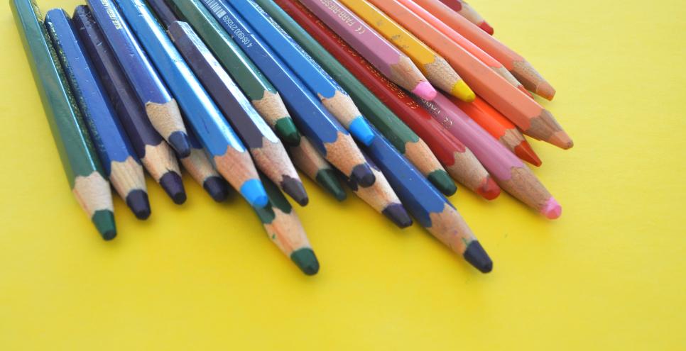 A pile of colorful colored pencils.