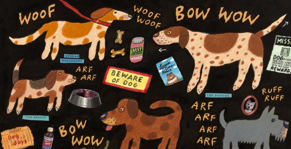Illustration of dogs. 