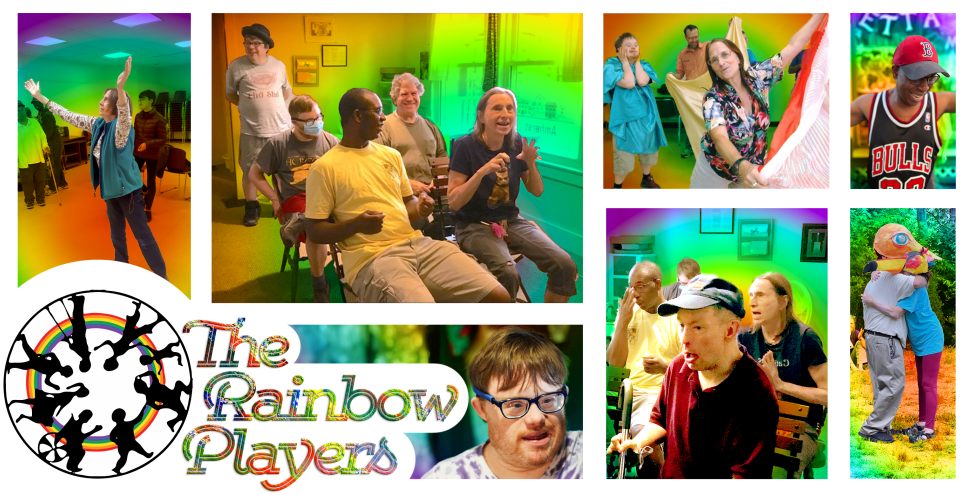Assortment of photos showing The Rainbow Players performers.
