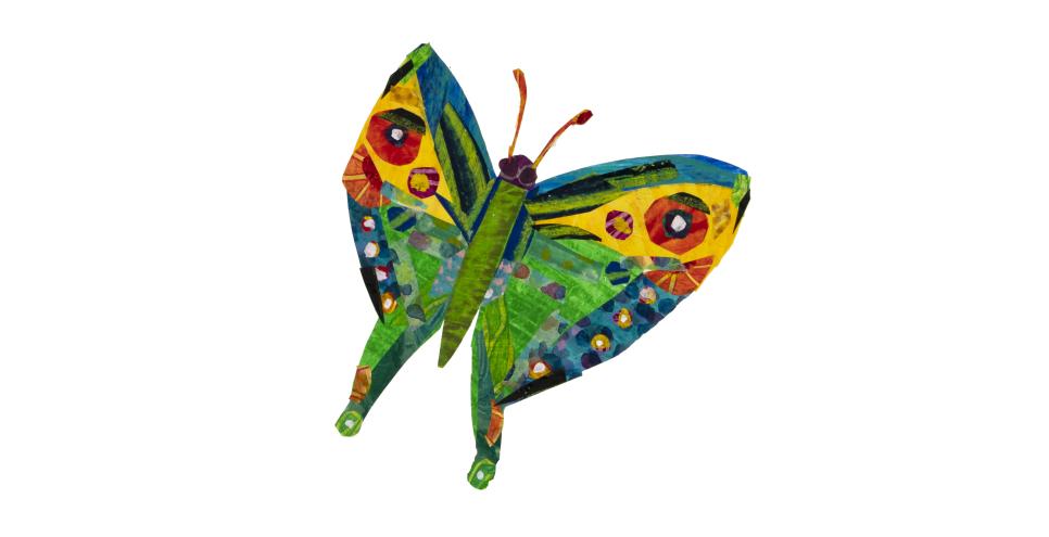 tissue paper collage of green butterfly